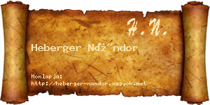 Heberger Nándor névjegykártya